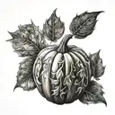 fall leaves pumpkin tattoo design idea