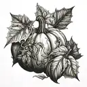 fall leaves pumpkin tattoo design idea