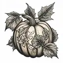 fall leaves pumpkin tattoo design idea