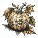 fall leaves pumpkin tattoo design idea