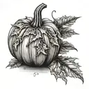 falling leaves pumpkin tattoo design idea