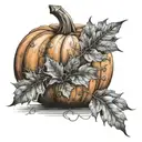 falling leaves pumpkin tattoo design idea