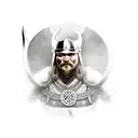 Viking warrior with a black eagle on his shoulder tattoo design idea