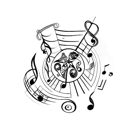 bongos with kea of music tattoo design idea