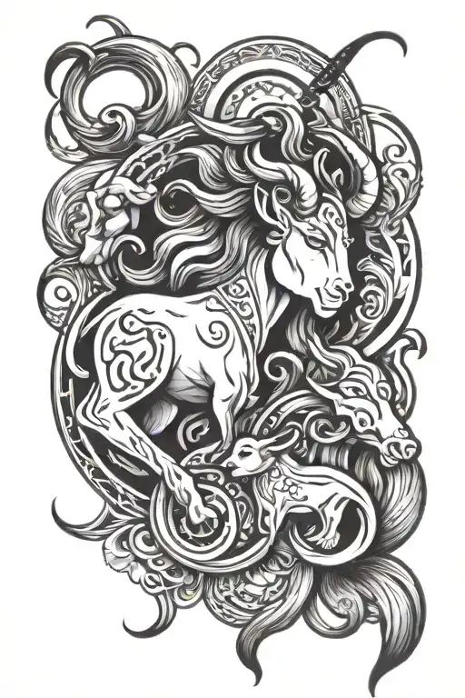 Aquarius, Taurus, Leo zodiac sign tattoo design idea