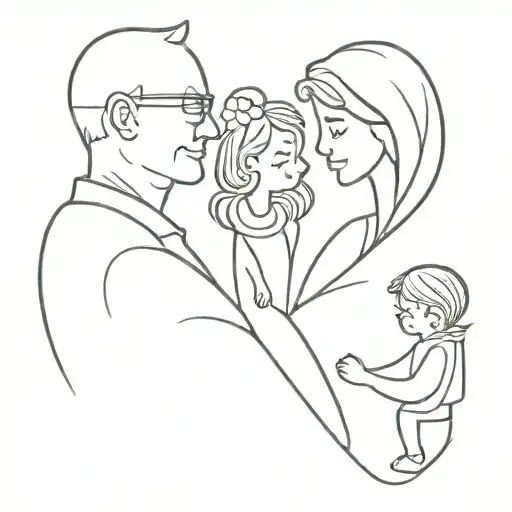 family father mother daughters tattoo design idea