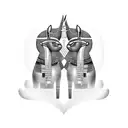 Nefertiti and Bastet surrounded by ancient Egyptian hieroglyphs tattoo design idea