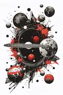 A view from Antarctica into space where the Milky Way can be seen with planets and stars and a meteor tattoo design idea