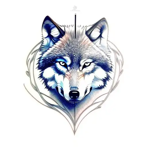 wolf wearing a kabuto tattoo design idea