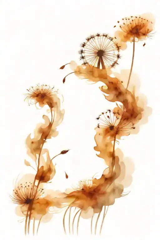 Hazel and Dandelion blowing in the wind tattoo design idea