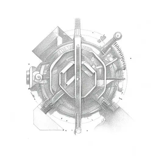 Wrench music heart handshake tattoo design idea