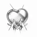 Wrench music heart handshake tattoo design idea