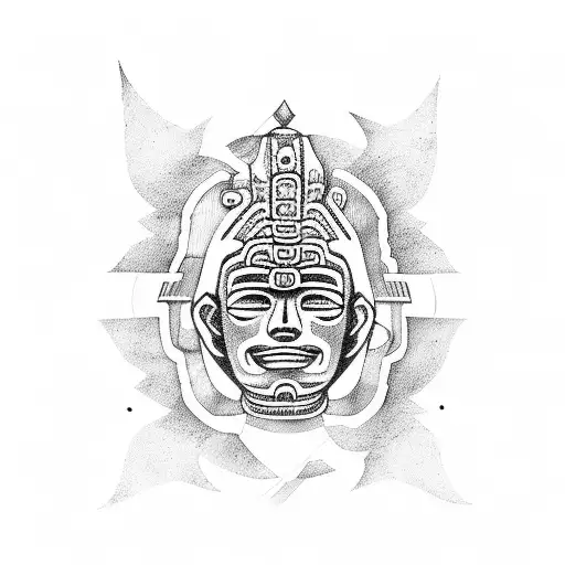 Kiteboard with a mayan statue on it tattoo design idea