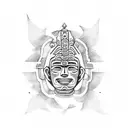 Kiteboard with a mayan statue on it tattoo design idea