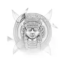 Kiteboard with a mayan statue on it tattoo design idea