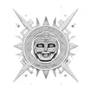 Kiteboard with a mayan statue on it tattoo design idea