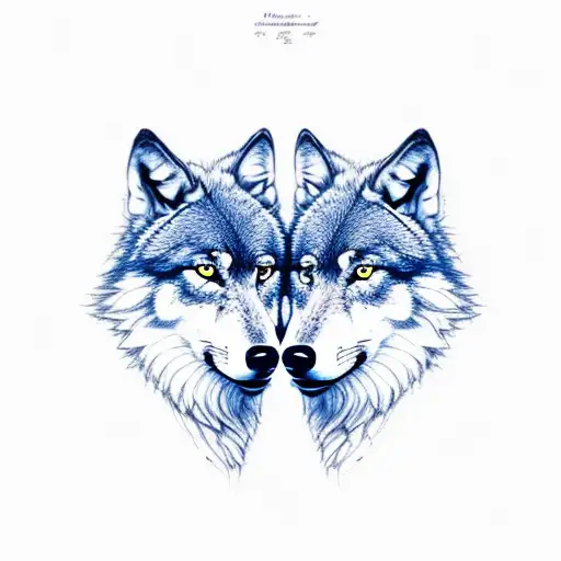 two wolves tattoo design idea