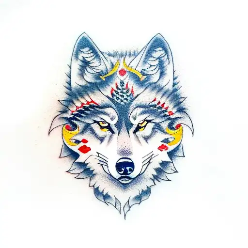 two wolves tattoo design idea