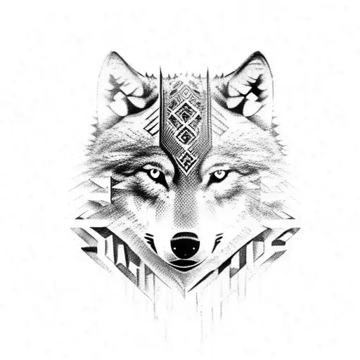two wolves tattoo design idea