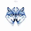 two wolves tattoo design idea