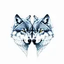 two wolves tattoo design idea