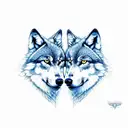 two wolves tattoo design idea