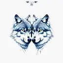 two wolves tattoo design idea