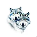 two wolves howling at the moon tattoo design idea