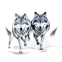 two wolves tattoo design idea