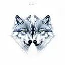 two wolves tattoo design idea