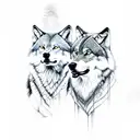 two wolves tattoo design idea
