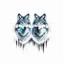 two wolves tattoo design idea