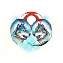 two wolves howling at the moon tattoo design idea