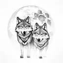 two wolves howling at the moon tattoo design idea