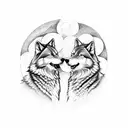 two wolves howling at the moon tattoo design idea