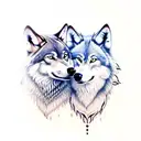 two wolves tattoo design idea
