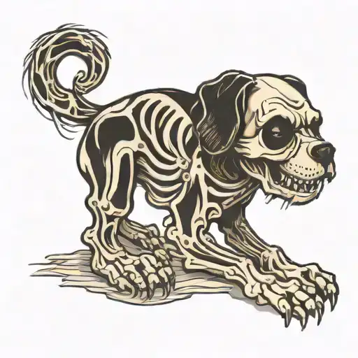 dog skeleton tattoo design idea