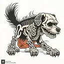 dog skeleton tattoo design idea