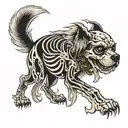 dog skeleton tattoo design idea