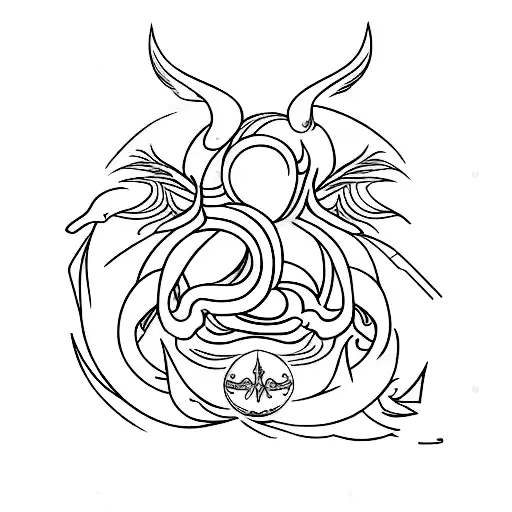 Capricorn symbol, Pisces symbol, Cancer symbol & Gemini line art tatoo tattoo design idea