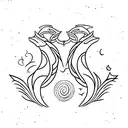 Capricorn symbol, Pisces symbol, Cancer symbol & Gemini line art tatoo tattoo design idea