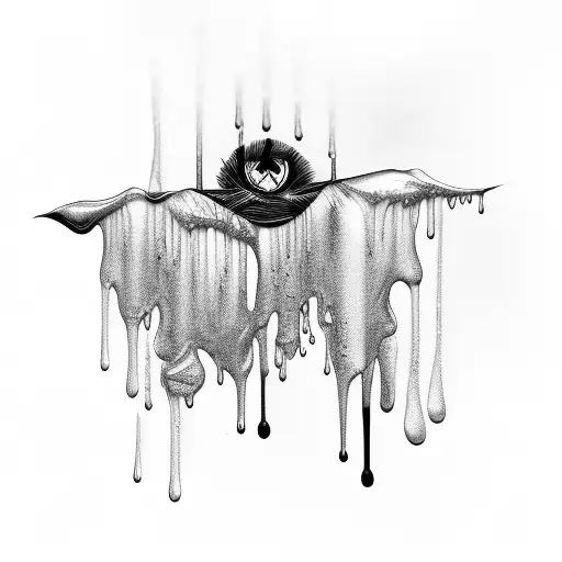 Gel nails dripping in black ink tattoo design idea