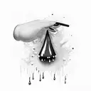 Gel nails dripping in black ink tattoo design idea
