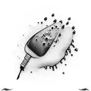 Gel nails dripping in black ink tattoo design idea