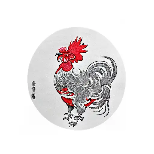 fire rooster  tattoo design idea