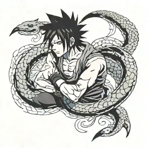 sasuke with snake around him tattoo design idea