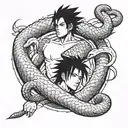 sasuke with snake around him tattoo design idea