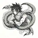 sasuke with snake around him tattoo design idea