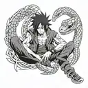 sasuke with snake around him tattoo design idea