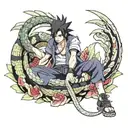 sasuke with snake around him tattoo design idea